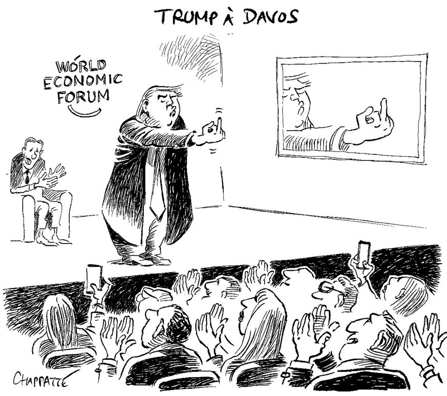 «Trump in Davos»: Karikatur erschienen in «Le Canard enchaîné» am 21. Januar 2026.