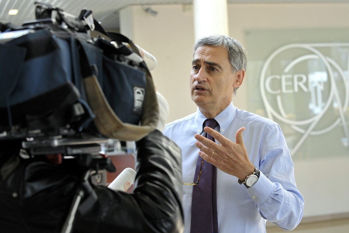 Opera spokesperson Antonio Ereditato, of the University of Bern answers questions during an interview before presenting the result of the OPERA experiment during a seminar at the European Organisation ...
