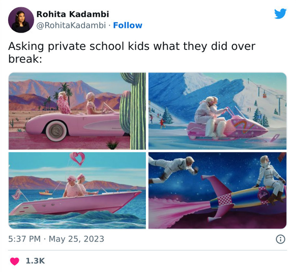 barbie memes

https://twitter.com/RohitaKadambi/status/1661788508263157760?s=20