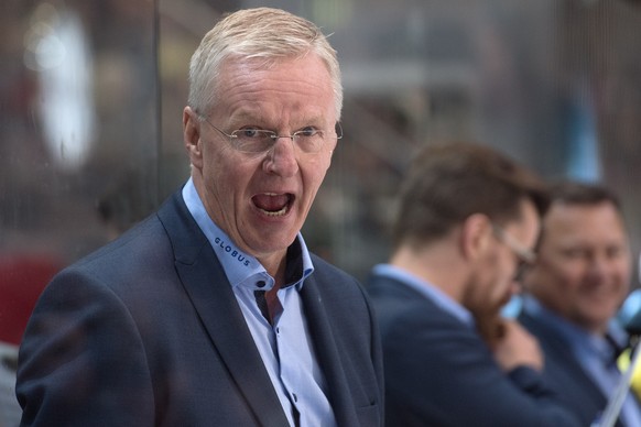 Berns Trainer Kari Jalonen im Eishockey Meisterschaftsspiel der National League zwischen dem SC Bern und dem HC Lugano, am Dienstag, 25. September 2018, in der PostFinance Arena in Bern. (KEYSTONE/Dan ...