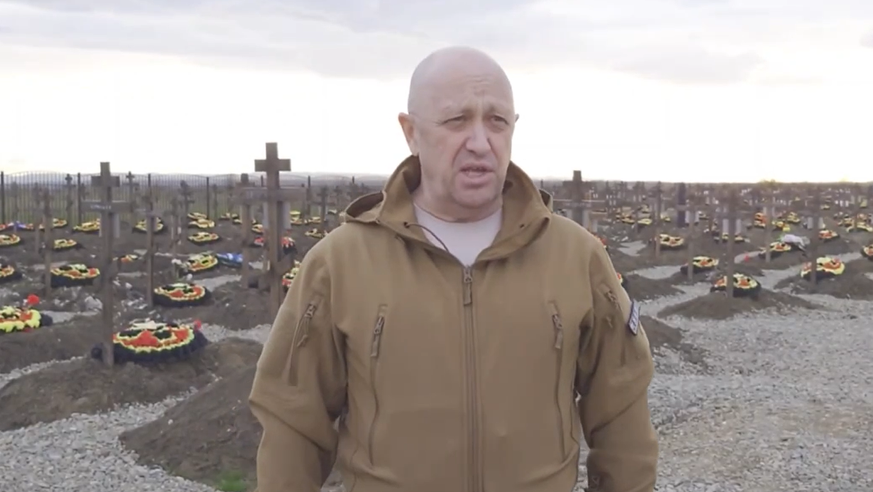 Wagner-Boss Jewgeni Prigoschin/Yevgeni Prigozhin berichtet von der Front.