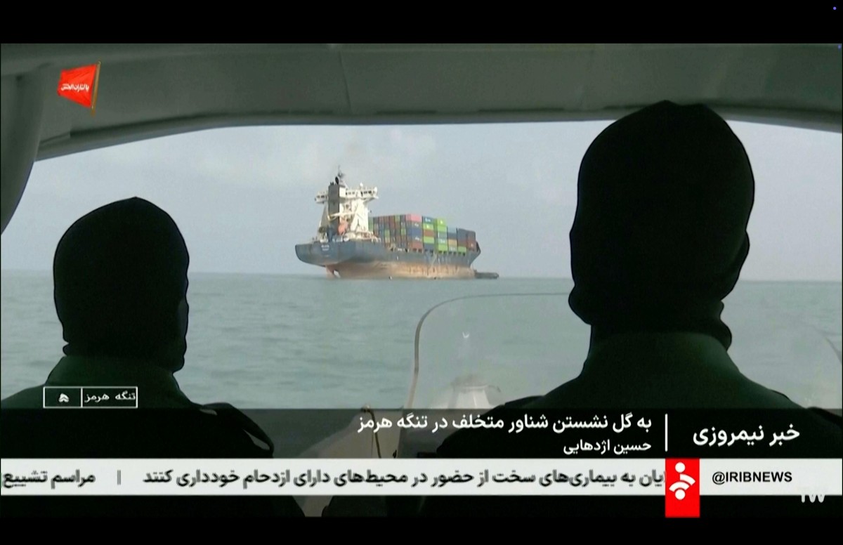 This frame grab of footage aired Wednesday, July 1, 2026, by Iranian state television shows a vessel that ran aground in the Strait of Hormuz. (Iranian state television via AP)
Iran US Fact Focus