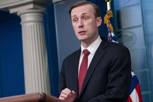 epa09747887 National Security Advisor Jake Sullivan responds to questions from the news media during the daily press briefing at the White House in Washington, DC, USA, 11 February 2022. Sullivan resp ...