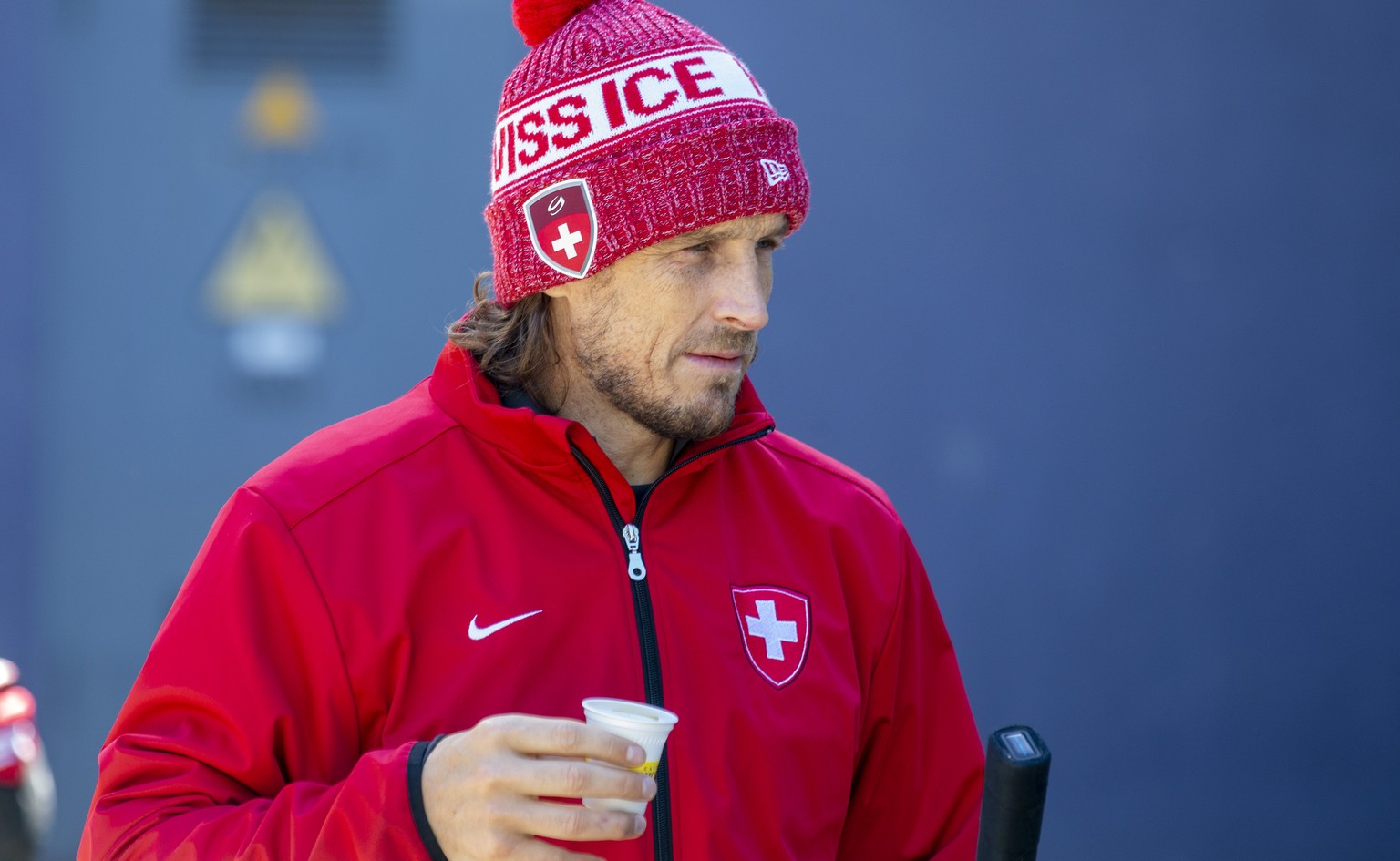 Patrick Fischer, head coach of Switzerland national ice hockey team, leaves the Olympic Sports Center for going to a training session, during the IIHF 2021 World Championship, at the Olympic Sports Ce ...