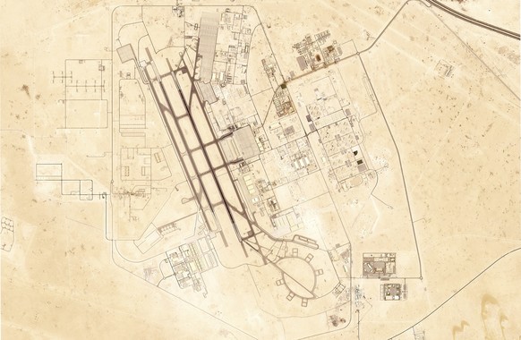 This satellite image from Planet Labs PBC shows Al Udeid Air Base outside of Doha, Qatar, after many aircraft on its tarmac left, Wednesday, June 18, 2025. (Planet Labs PBC via AP)
Qatar Mideast Wars