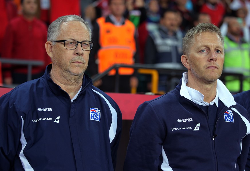 Ein eingespieltes Duo: Lars Lagerbäck (l.) und Heimir&nbsp;Hallgrimsson.