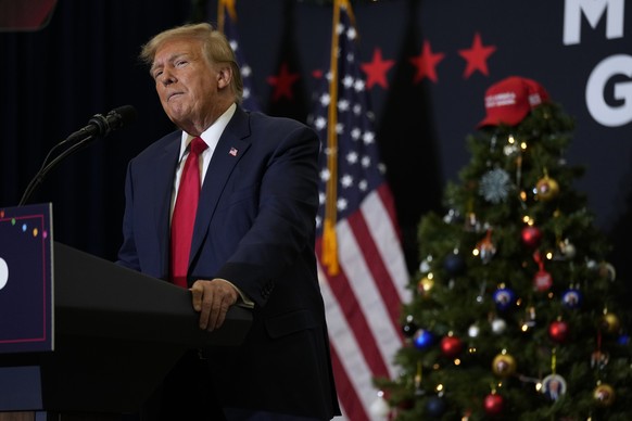 Former President Donald Trump speaks during a commit to caucus meeting, Tuesday, December 1.  19, 2023, in Waterloo, Iowa.  (AP Photo/Charlie Neibergall)