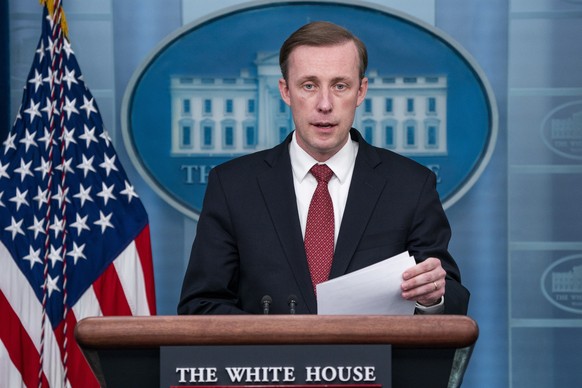 epa09747883 National Security Advisor Jake Sullivan responds to questions from the news media during the daily press briefing at the White House in Washington, DC, USA, 11 February 2022. Sullivan resp ...