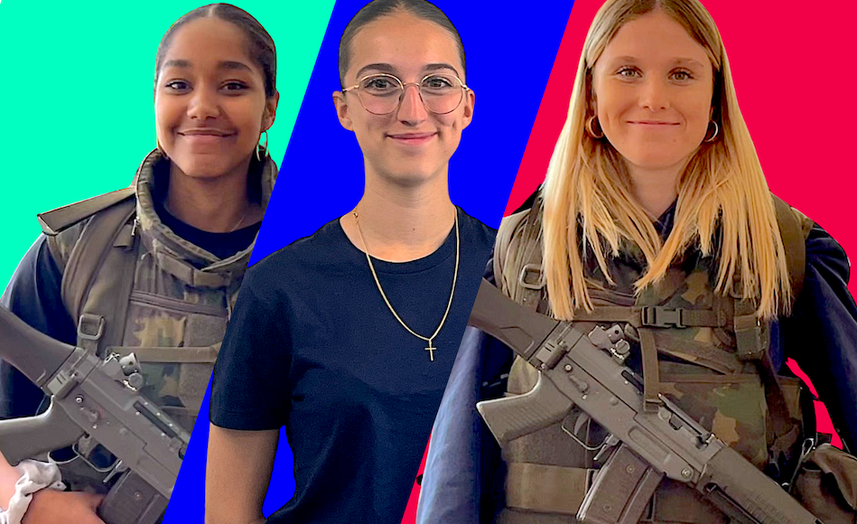 Ces trois jeunes filles veulent faire l'armée.