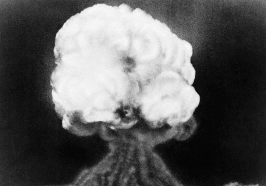 FILE - This July 16, 1945 photo, shows the mushroom cloud of the first atomic explosion at Trinity Test Site, New Mexico. Thursday, July 16, 2015 marks the 70th anniversary of the Trinity Test in sout ...