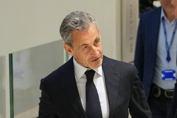 Former French President Nicolas Sarkozy arrives at the courthouse, in Paris, France, Thursday, Sept. 25, 2025. (AP Photo/Christophe Ena)
France Sarkozy Verdict