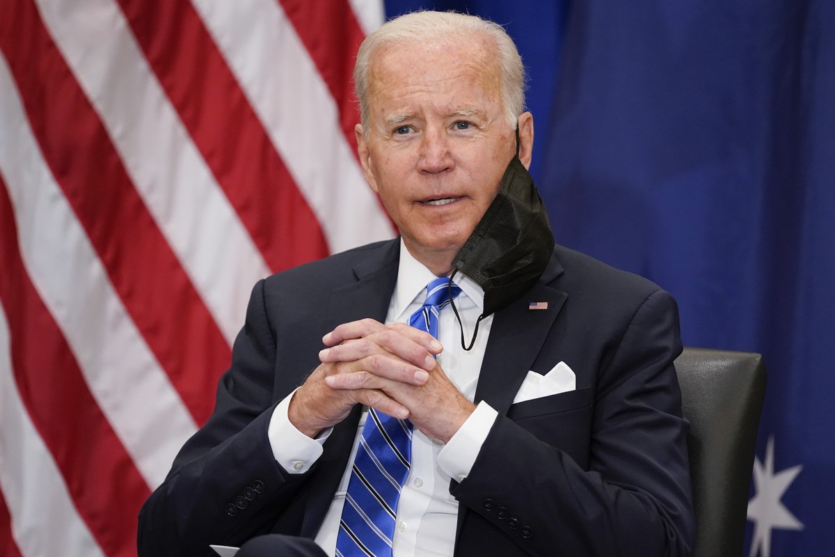 President Joe Biden meets with Australian Prime Minister Scott Morrison at the Intercontinental Barclay Hotel during the United Nations General Assembly, Tuesday, Sept. 21, 2021, in New York. (AP Phot ...