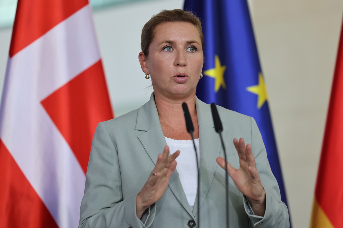 epa13194398 Denmark's Prime Minister Mette Frederiksen attends a press conference after a meeting of the so-called 'like-minded' group of EU leaders at the Chancellery, in Berlin, Germa ...