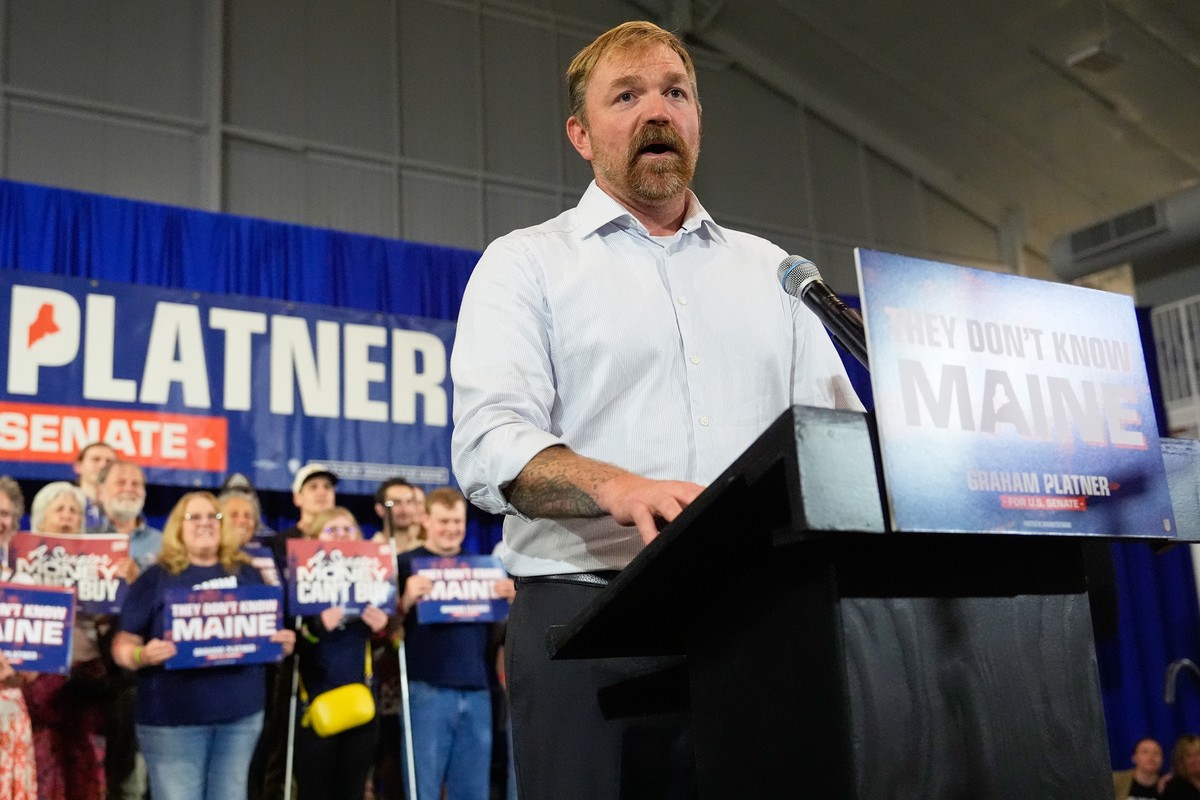 Democratic U.S. Senate candidate Graham Platner speaks during a primary election night watch party after winning the Democratic nomination Tuesday, June 9, 2026, in Blue Hill, Maine. (AP Photo/Robert  ...