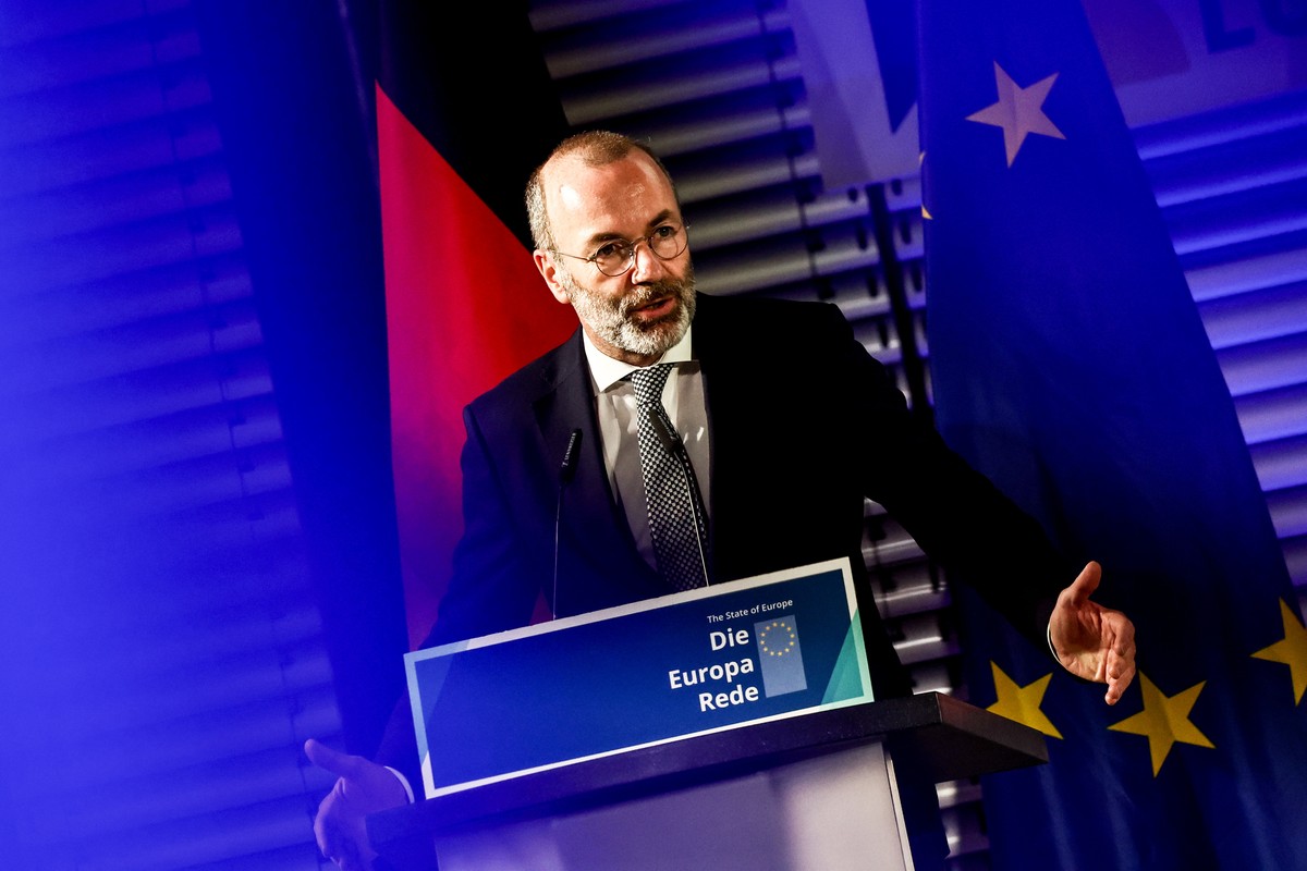 epa12516727 Manfred Weber, member of the European Parliament and chair of the Group of the European People's Party (Christian Democrats) Germany, speaks during the 'Europa-Rede' (Europe ...