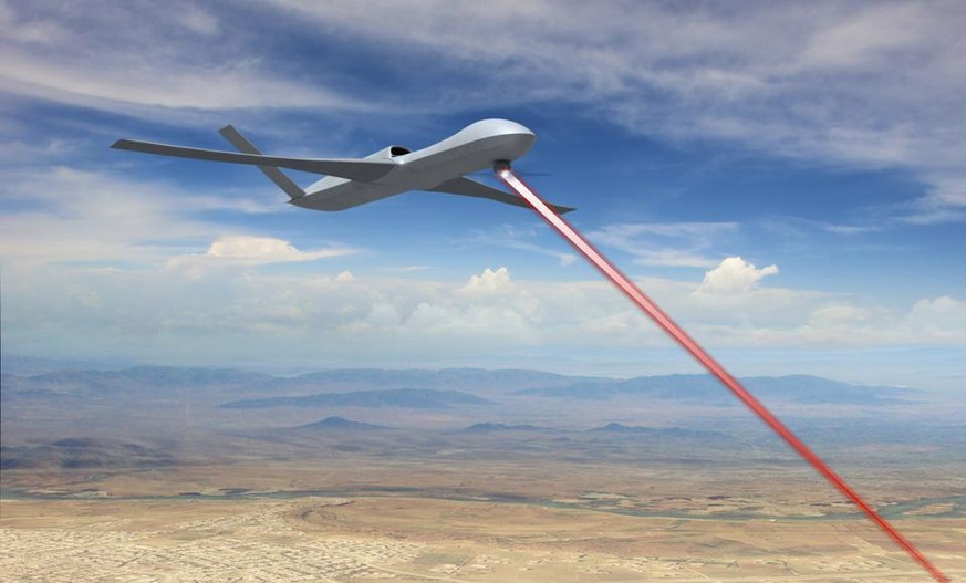 Das HELLADS-Lasersystem könnte in einer Avenger-Drohne installiert werden.