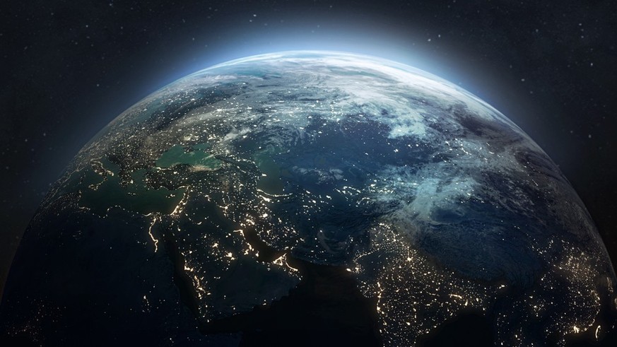 Planet Earth as seen from outer space. Die Erde, aus dem Weltall betrachtet.
