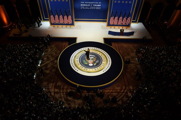 epa05737318 US President Donald J. Trump and First Lady Melania Trump dance at the A Salute to Our Armed Services Ball in Washington, DC, USA, 20 January 2017. Trump won the 08 November 2016 election  ...