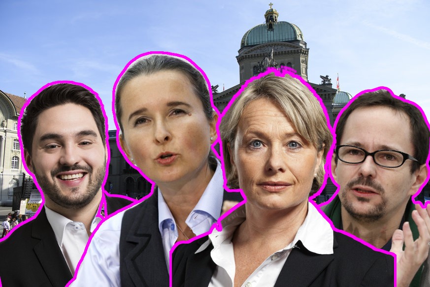 Sie gehören zu den 56 «Leuchttürmen der Transparenz» in der Schweizer Politik: Wermuth, Estermann, Schneider-Schneiter, Glättli.