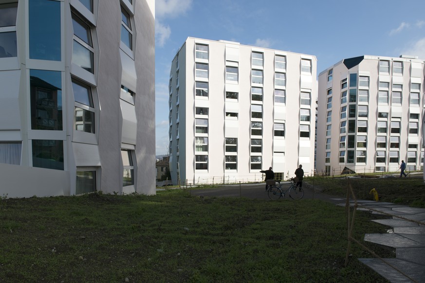 Die Wohnbloeckee der neuen staedtischen Wohnsiedlung an der Rautistrasse in Zuerich-Altstetten, am Donnerstag, 23. Oktober 2014. Die neue staedtische Wohnsiedlung Rautistrasse steht kurz vor der Volle ...