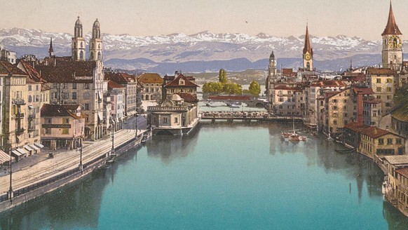 Touristische Ansichten von Städten wie Zürich waren in der Belle Epoque sehr populär.