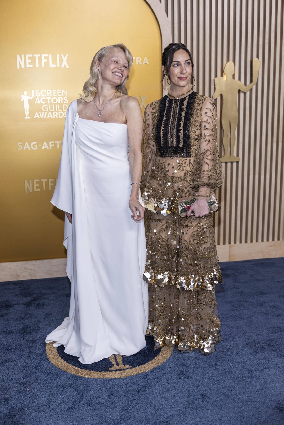 Celebrities arrive at the 31st Annual Screen Actors Guild Awards at Shrine Auditorium and Expo Hall in Los Angeles, California Featuring: Pamela Anderson and Gia Coppola Where: Los Angeles, California ...