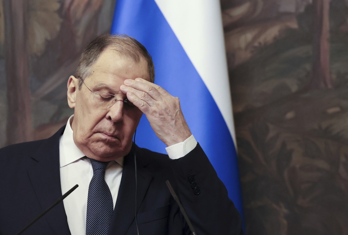 Russian Foreign Minister Sergey Lavrov attends a joint news conference with Syrian Foreign Minister Asaad Hassan al-Shibani following their meeting in Moscow, Russia, Thursday, July 31, 2025. (Shamil  ...