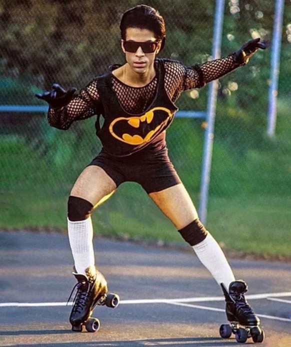 Prince Roller Skating on His Tennis Court at Home, 1989