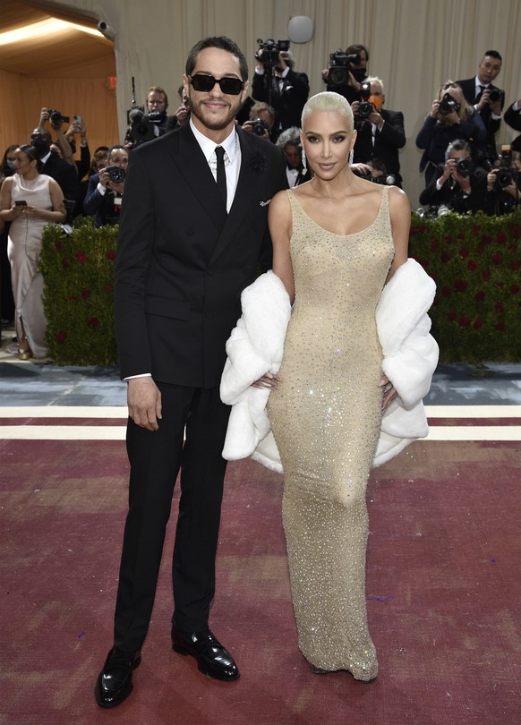 Kim Kardashian, right, and Pete Davidson attend The Metropolitan Museum of Art's Costume Institute benefit gala celebrating the opening of the "In America: An Anthology of Fashion" exhi ...