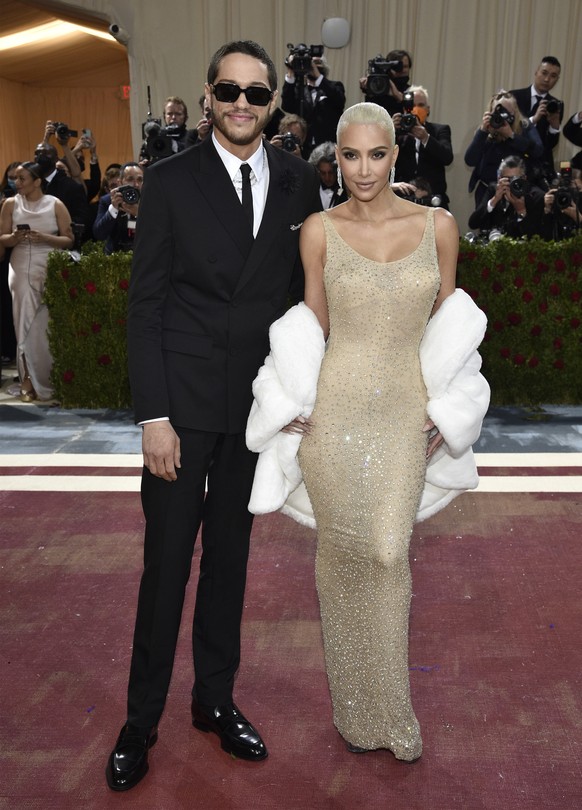 Kim Kardashian, right, and Pete Davidson attend The Metropolitan Museum of Art&#039;s Costume Institute benefit gala celebrating the opening of the &quot;In America: An Anthology of Fashion&quot; exhi ...