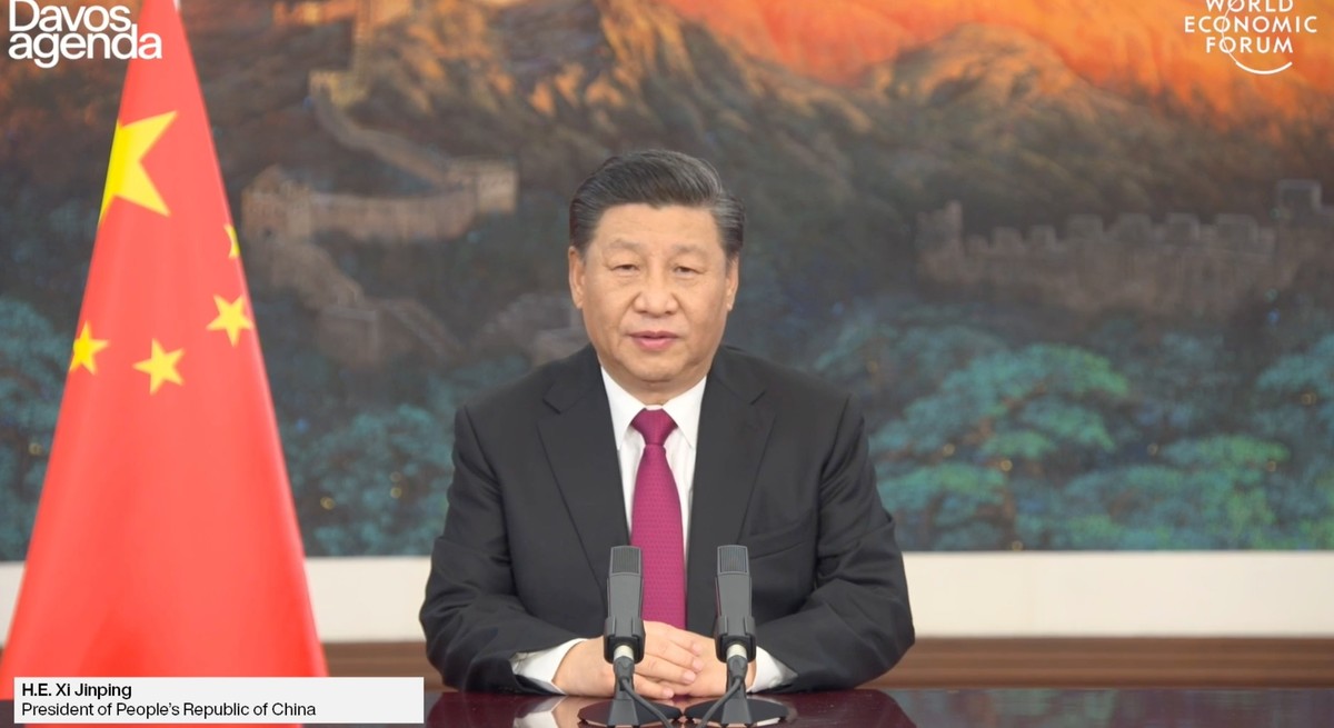 HANDOUT - Special Address by Xi Jinping, President of the People's Republic of China on the occasion of the online edition World Economic Forum, on Monday, 25 January 2021. (World Economic Forum/ ...