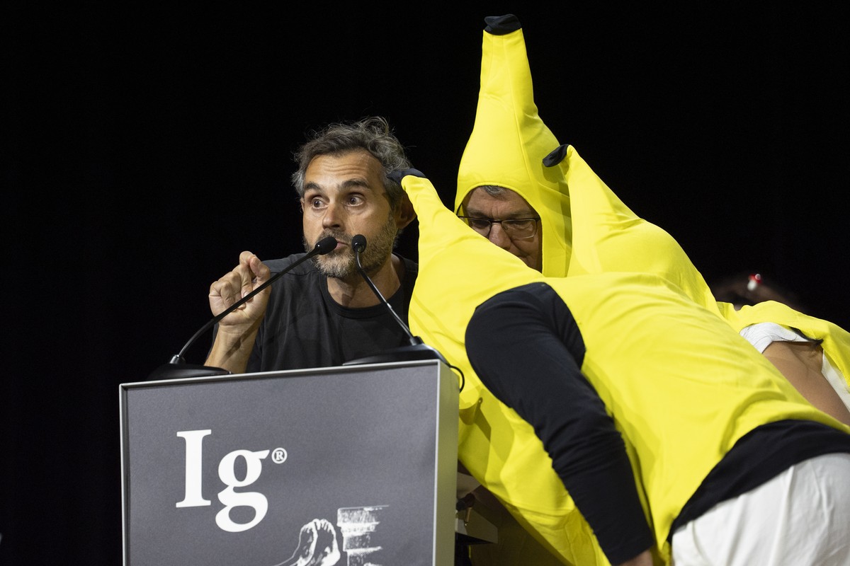 IG Nobel Economics Prize Winner Paul Piff speaks during the 36th First Annual Ig Nobel Prize ceremony held in the Zurich Convention Center in Zurich, Switzerland on Thursday, 3. September 2026. (KEYST ...