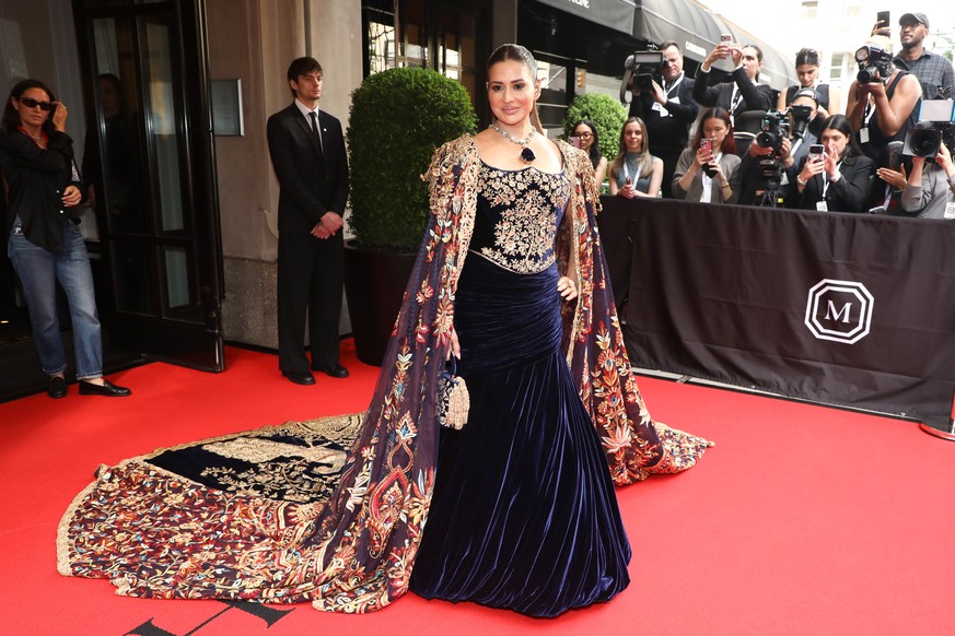 Sudha Reddy departs The Mark Hotel prior to attending The Metropolitan Museum of Art's Costume Institute benefit gala celebrating the opening of the "Costume Art" exhibition on Monday,  ...