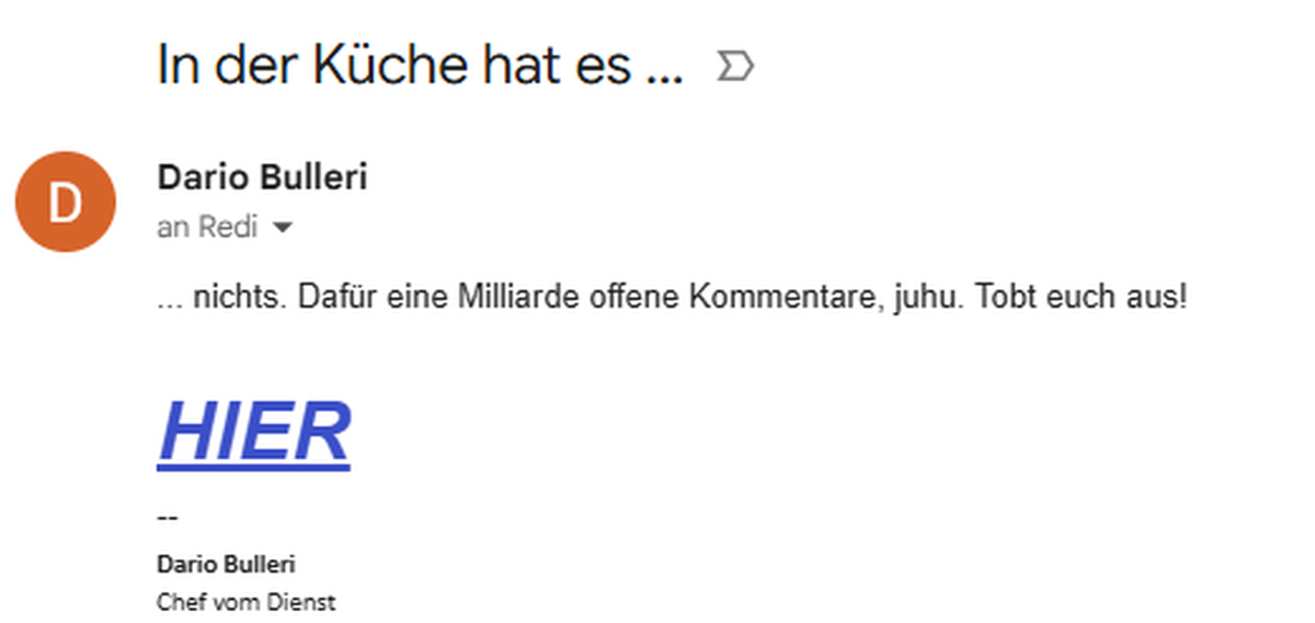 Darios Kommentar Mails zur fröhlichen Freischaltung