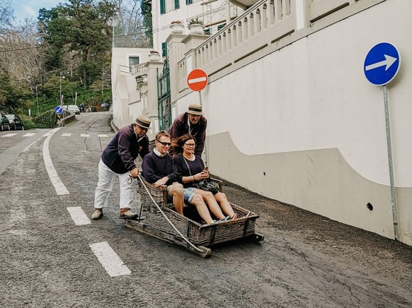 Die Korbschlitten erreichen bis zu 50 km/h.