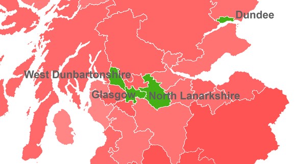 In 4 von 32 Council Areas stimmte eine Mehrheit mit Ja.