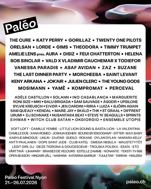 Das Ist Das Vollst ndige Lineup F r Das Pal o Festival 2026 In Nyon