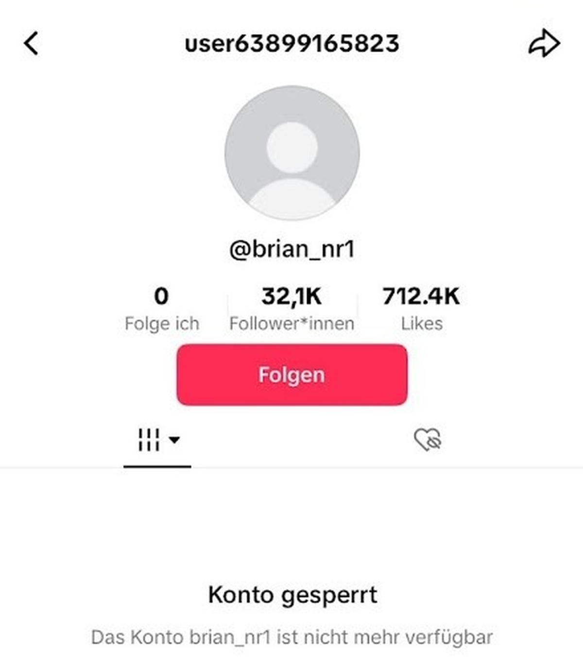 TikTok bloque le compte de Brian.