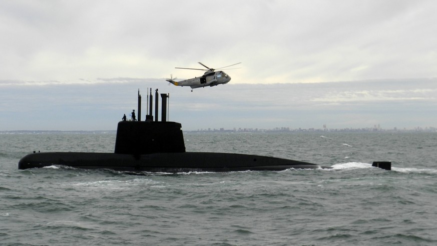 This 2013 photo provided by the Argentina Navy shows an ARA San Juan, a German-built diesel-electric vessel, near Buenos Aires, Argentina. Argentina&#039;s Navy said Friday, Nov. 17, 2017, it has lost ...