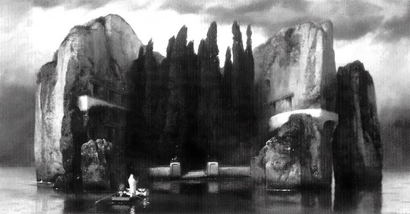Die vierte Version der «Toteninsel» entstand 1884. Sie verbrannte im Zweiten Weltkrieg bei einem Bombenangriff; erhalten ist nur eine Schwarzweiss-Fotografie.