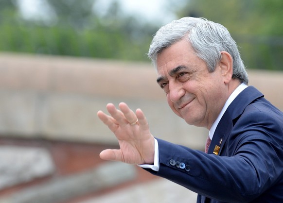 epa06687048 (FILE) - Armenia's President Serzh Sargsyan arrives for the second day of NATO Summit in Warsaw, Poland, 09 July 2016 (reissued 23 April 2018). According to reports, Armenian Prime Mi ...