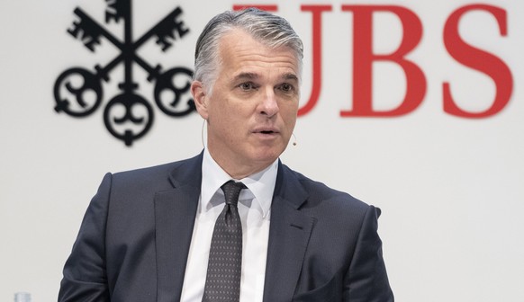 Sergio Ermotti, CEO of Swiss bank UBS, speaks during a press conference announcing the bank's 2019 full year and fourth quarter result in Zurich, Switzerland, on Tuesday, January 21, 2020. (KEYSTONE/C ...