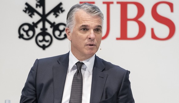 Sergio Ermotti, CEO of Swiss bank UBS, speaks during a press conference announcing the bank&#039;s 2019 full year and fourth quarter result in Zurich, Switzerland, on Tuesday, January 21, 2020. (KEYST ...