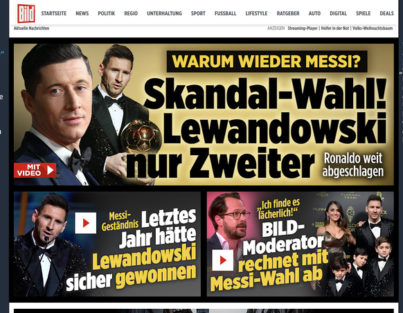 Presseschau Sieg Lionel Messi Balon d'Or