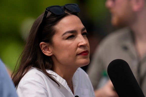 U.S. Rep. Alexandria Ocasio-Cortez, D-N.Y., speaks during a voting rights rally, Saturday, May 16, 2026, in Montgomery, Ala. (AP Photo/Mike Stewart)
Alexandria Ocasio-Cortez