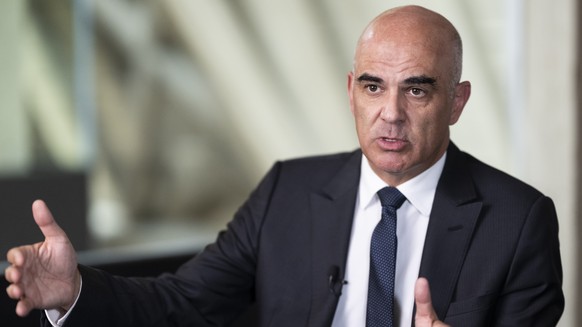 Alain Berset, gewaehlter Generalsekretaer des Europarates, spricht in einem Interview ueber sein neues Amt, am Montag, 9. September 2024 in Bern. Berset wird sein Amt am 18. September in Strassburg F  ...