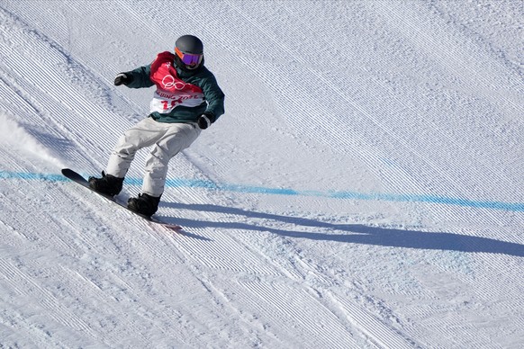 Switzerland&#039;s Ariane Burri competes during the women&#039;s slopestyle finals at the 2022 Winter Olympics, Sunday, Feb. 6, 2022, in Zhangjiakou, China. (AP Photo/Lee Jin-man)