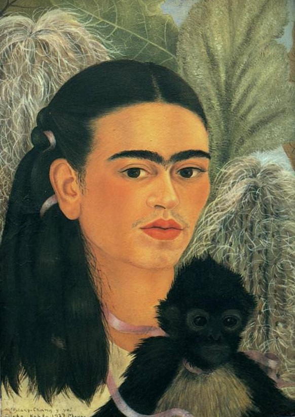 Frida Kahlo.4 Postkarten.Selbstbildnis mit Affe Selbstporträt an der Grenze zwi 