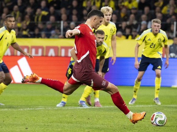 Granit Xhaka a montré la voie à ses coéquipiers en ouvrant le score sur penalty vendredi en Suède.