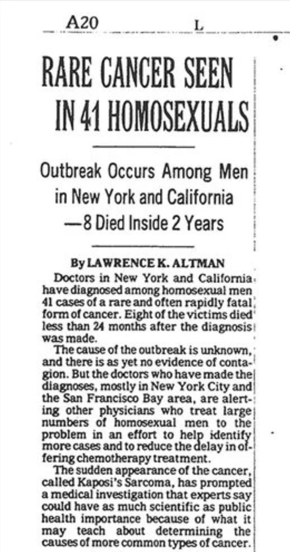 NY-Times-Artikel über AIDS 1981